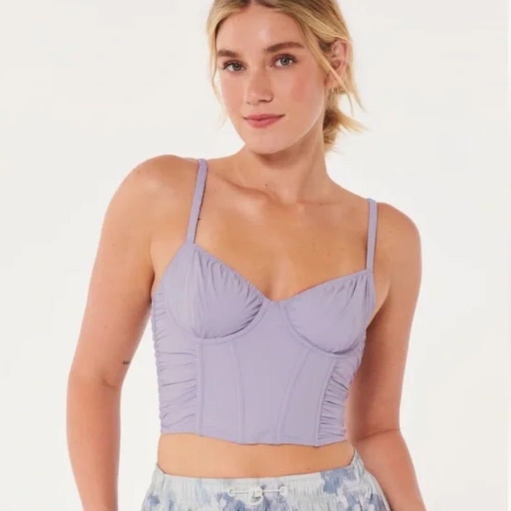 Hollister Gilly Hicks NWT ruched nylon lilac bustier crop top xs